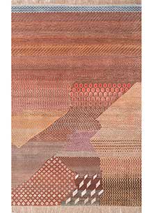 manchaha red and orange wool and bamboo silk Hand Knotted Rug