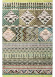 manchaha green wool and bamboo silk Hand Knotted Rug