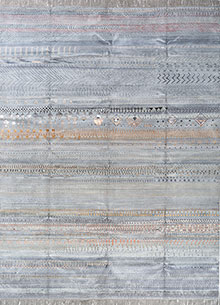 manchaha blue wool and bamboo silk Hand Knotted Rug