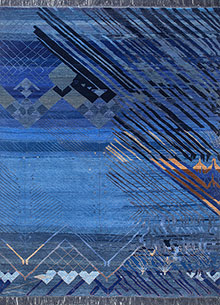manchaha blue wool and bamboo silk Hand Knotted Rug