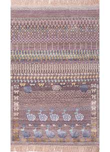 manchaha blue wool and bamboo silk Hand Knotted Rug