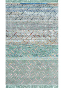 manchaha blue wool and bamboo silk Hand Knotted Rug