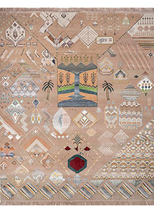 manchaha pink and purple wool and bamboo silk Hand Knotted Rug
