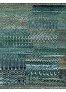 manchaha green wool and bamboo silk Hand Knotted Rug