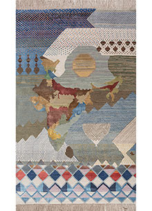 manchaha blue wool and bamboo silk Hand Knotted Rug