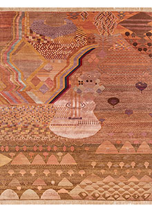 manchaha red and orange wool and bamboo silk Hand Knotted Rug