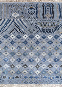 manchaha blue wool and bamboo silk Hand Knotted Rug