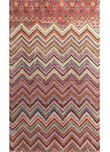 manchaha red and orange wool and bamboo silk Hand Knotted Rug