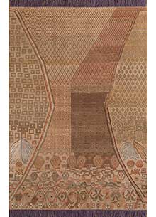 manchaha beige and brown wool and bamboo silk Hand Knotted Rug