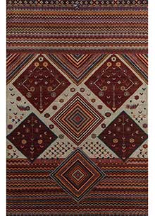 manchaha red and orange wool and bamboo silk Hand Knotted Rug