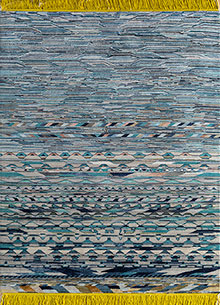 manchaha blue wool and bamboo silk Hand Knotted Rug