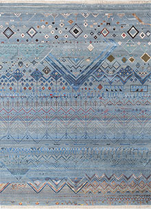manchaha blue wool and bamboo silk Hand Knotted Rug