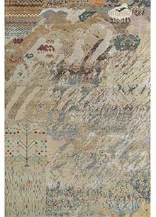 manchaha beige and brown wool and bamboo silk Hand Knotted Rug