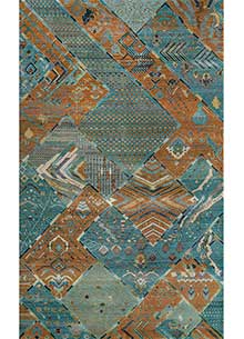 manchaha blue wool and bamboo silk Hand Knotted Rug