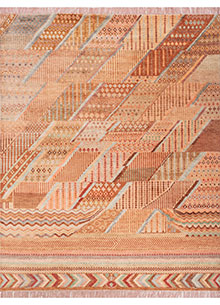 manchaha red and orange wool Hand Knotted Rug