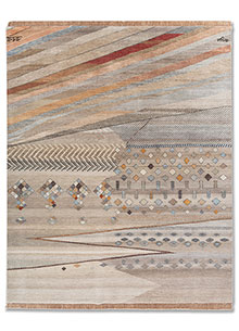 manchaha beige and brown wool and silk Hand Knotted Rug