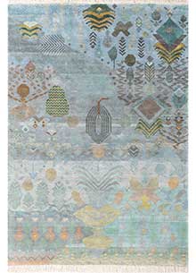 manchaha blue silk Hand Knotted Rug