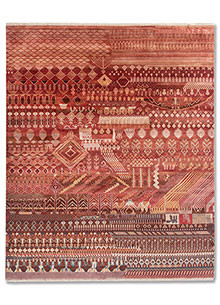 manchaha red and orange silk Hand Knotted Rug