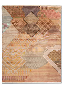 manchaha red and orange silk Hand Knotted Rug