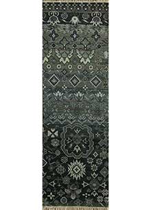 manchaha grey and black wool and bamboo silk Hand Knotted Rug