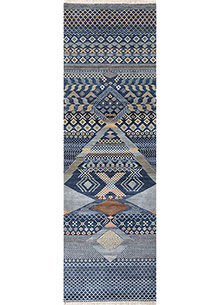 manchaha blue wool and bamboo silk Hand Knotted Rug