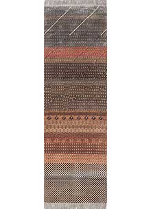 manchaha red and orange wool and bamboo silk Hand Knotted Rug