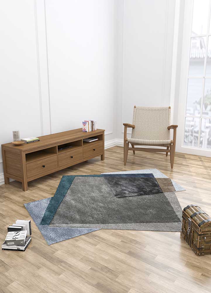 come around grey and black wool and viscose Hand Tufted Rug - Loom