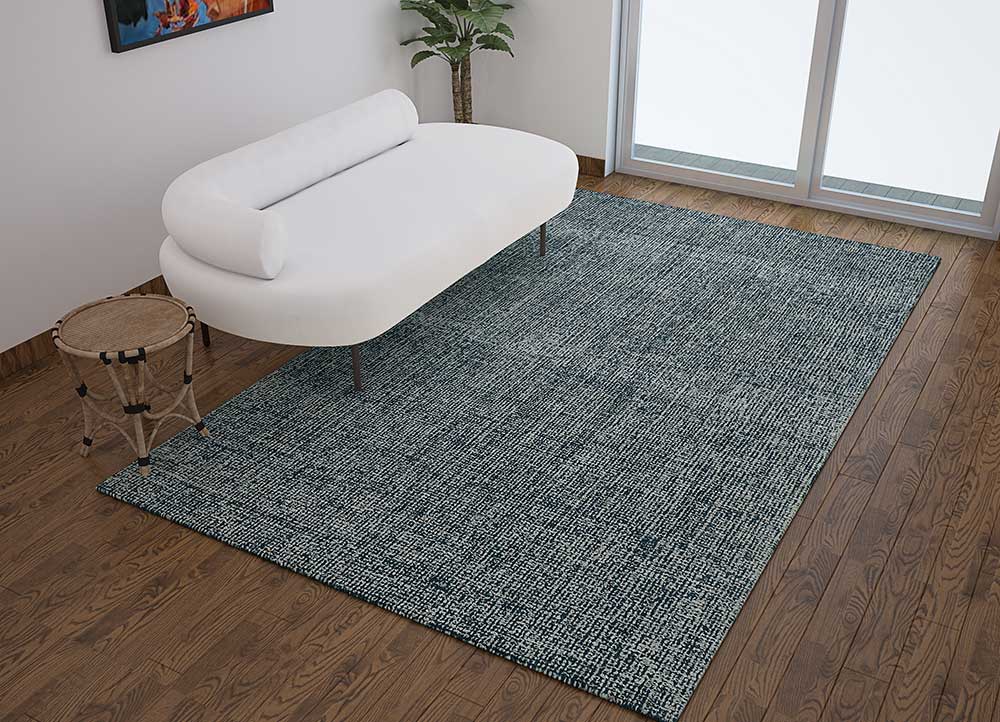 pathways blue wool Hand Tufted Rug - Loom