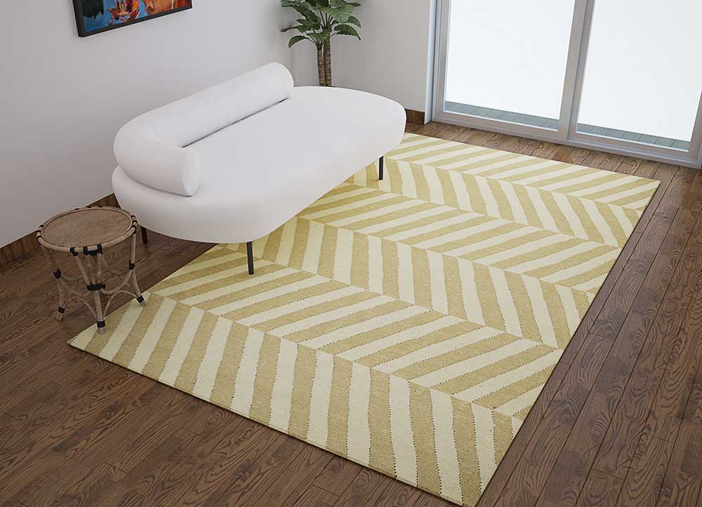 indusbar beige and brown wool Flat Weaves Rug - Loom