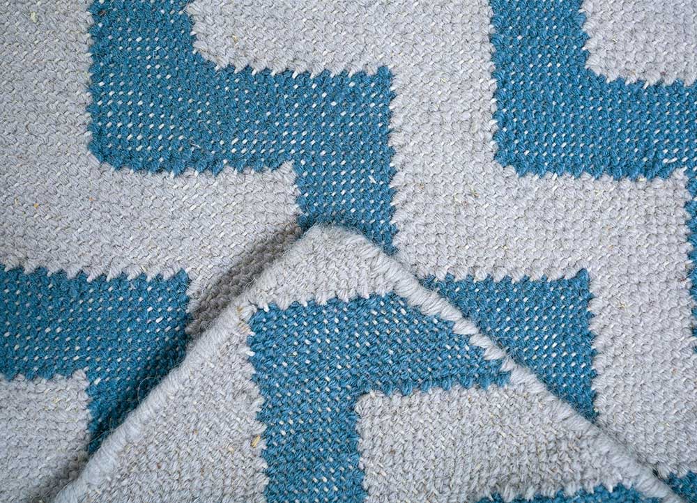 indusbar blue wool Flat Weaves Rug - Loom