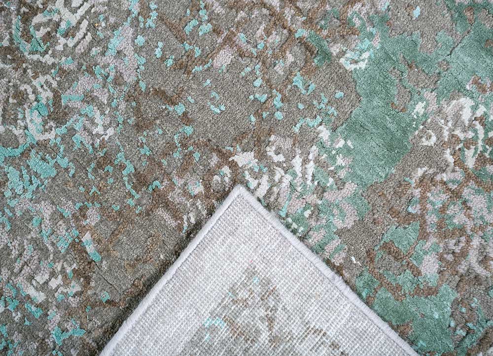 inde rose grey and black wool and silk Hand Knotted Rug - Loom