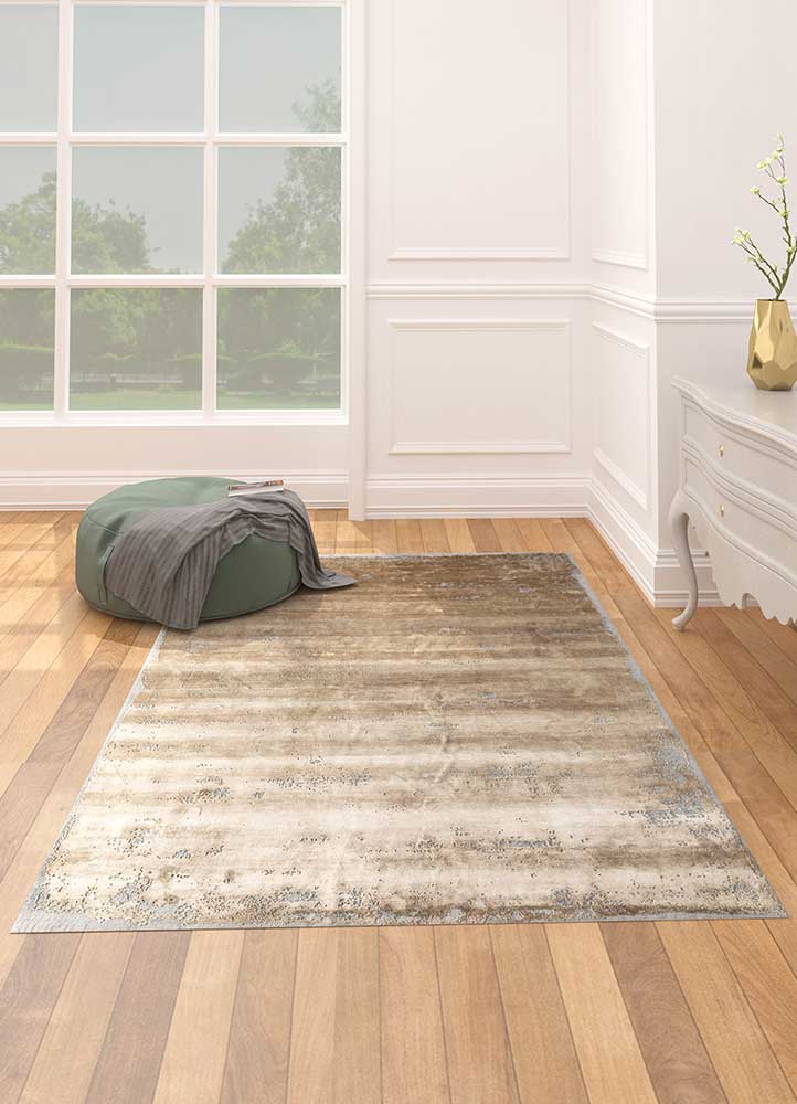 chaos theory by kavi gold wool and bamboo silk Hand Knotted Rug - Loom