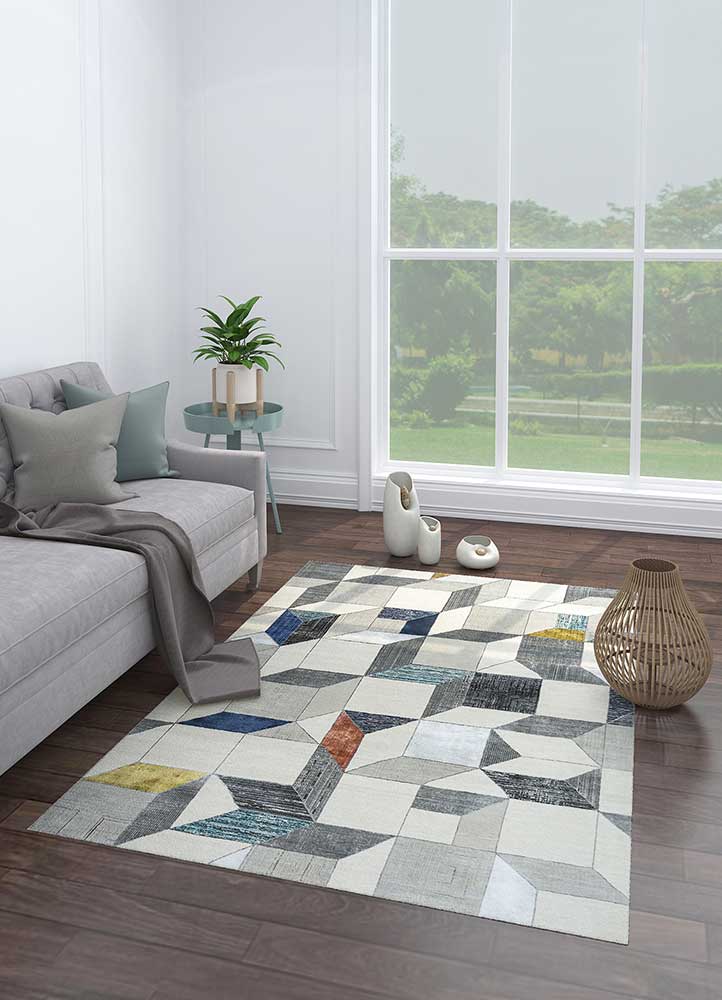 chaos theory by kavi grey and black wool and bamboo silk Hand Knotted Rug - Loom