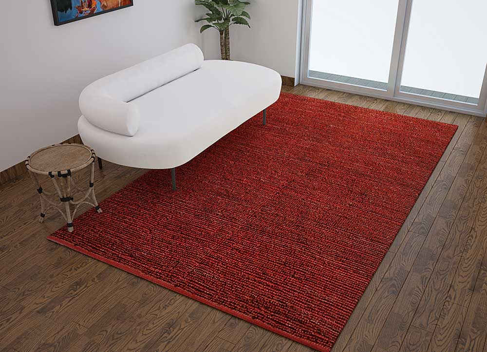 nomadic threads red and orange jute and hemp Flat Weaves Rug - Loom