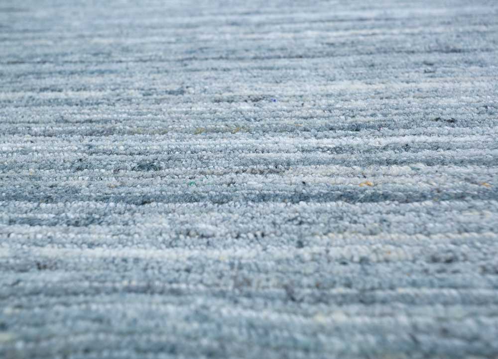 contour blue wool and viscose Hand Loom Rug - Loom