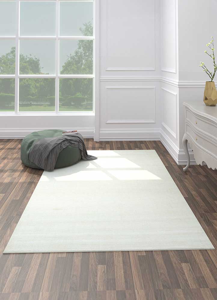 basis ivory wool and viscose Hand Loom Rug - Loom