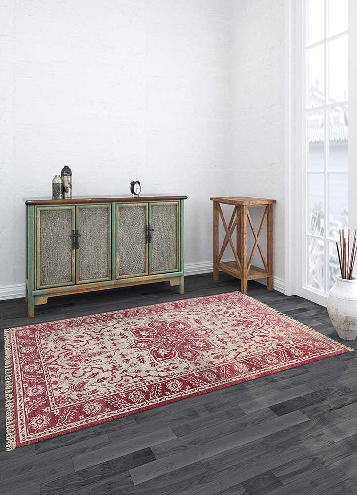 savana red and orange wool Hand Knotted Rug - Loom