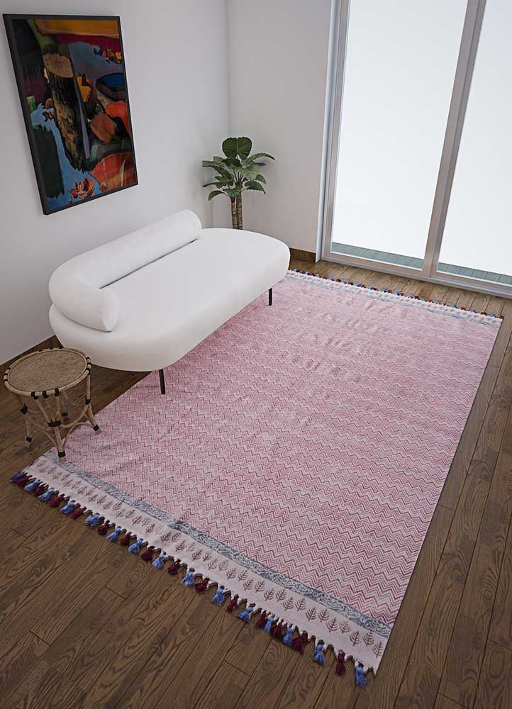 abrash pink and purple cotton Flat Weaves Rug - Loom