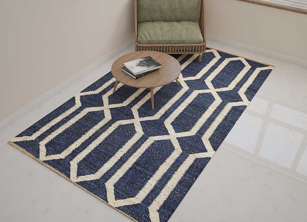 nomadic threads blue jute and hemp Flat Weaves Rug - Loom