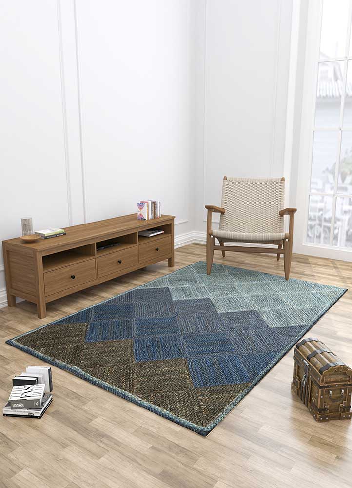 nomadic threads blue jute and hemp Flat Weaves Rug - Loom nomadic threads blue jute and hemp Flat Weaves Rug - Loom