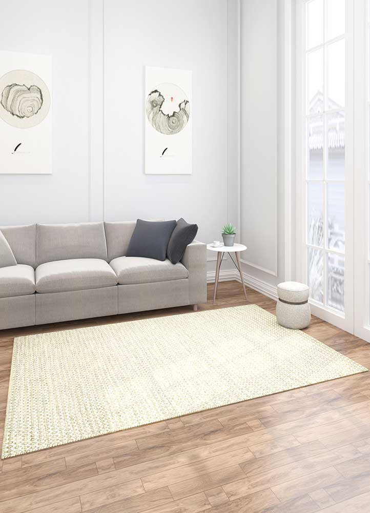 abrash beige and brown wool Flat Weaves Rug - Loom
