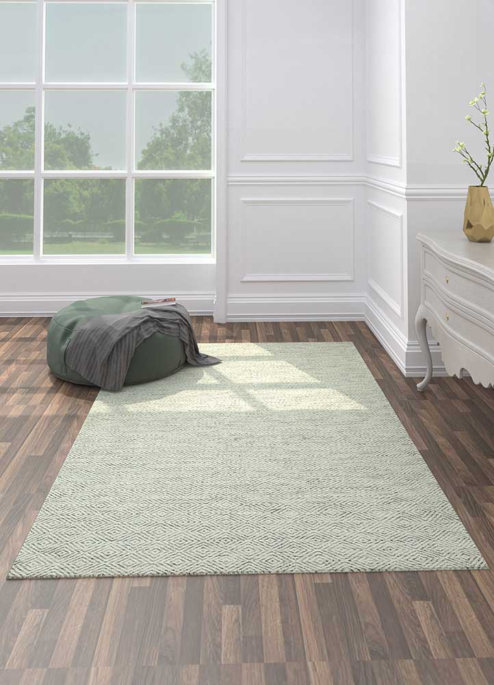 abrash ivory wool Flat Weaves Rug - Loom