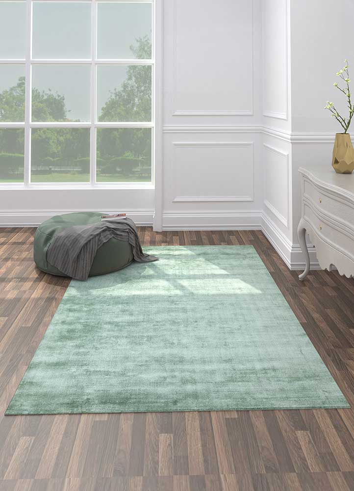 oxford green viscose Hand Loom Rug - Loom