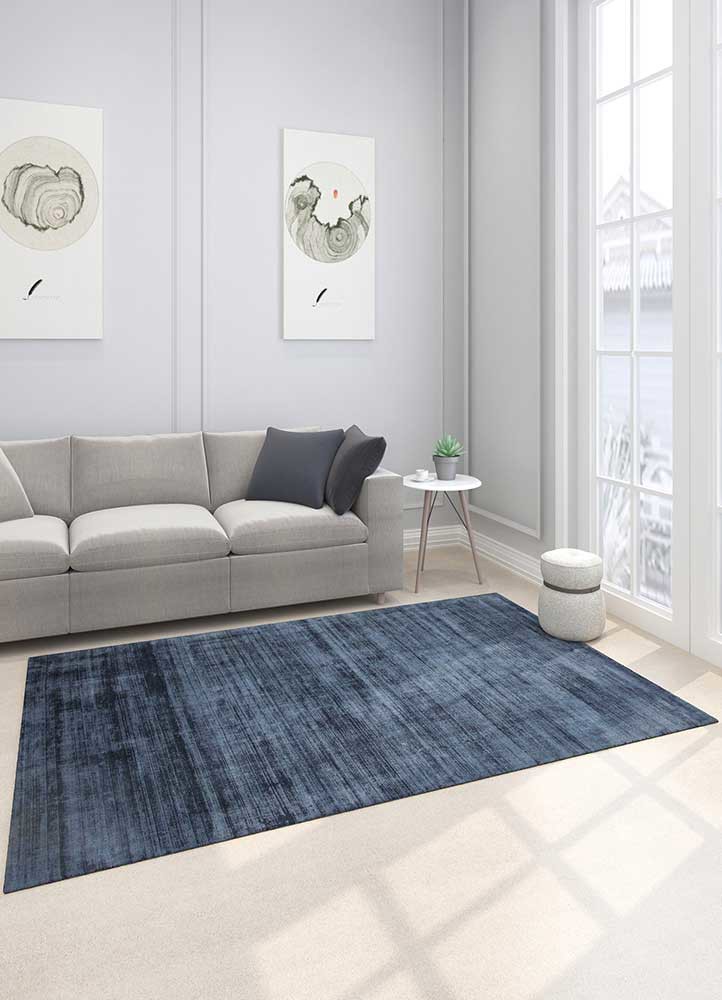 basis blue viscose Hand Loom Rug - Loom basis blue viscose Hand Loom Rug - Loom