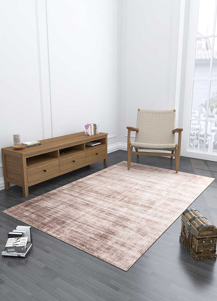 basis beige and brown viscose Hand Loom Rug - Loom