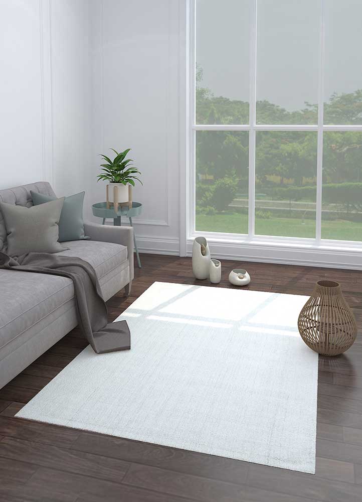 basis ivory wool and viscose Hand Loom Rug - Loom