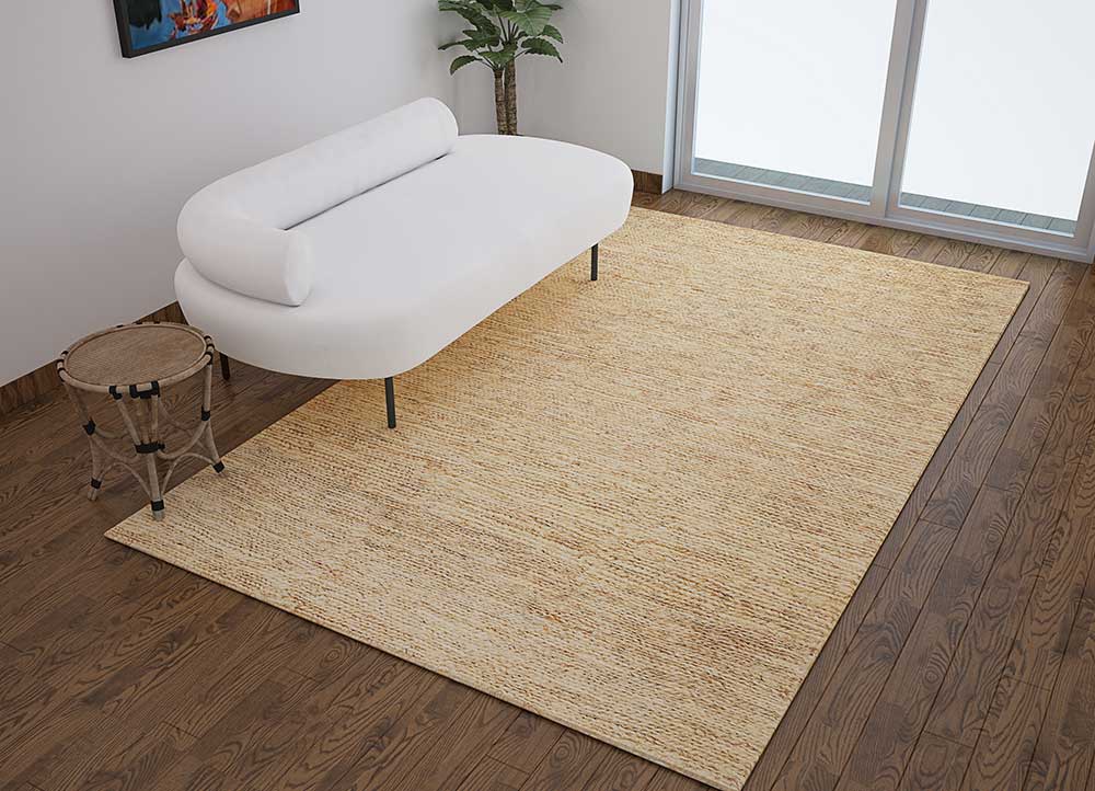 hula beige and brown jute and hemp Hand Knotted Rug - Loom