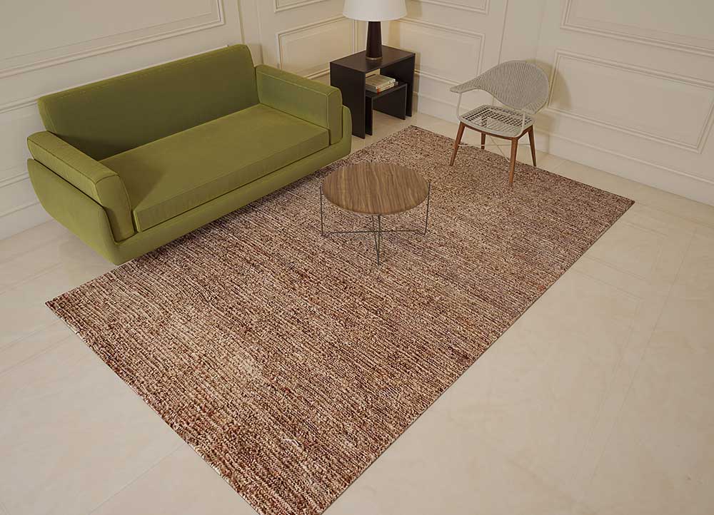 hula beige and brown jute and hemp Hand Knotted Rug - Loom