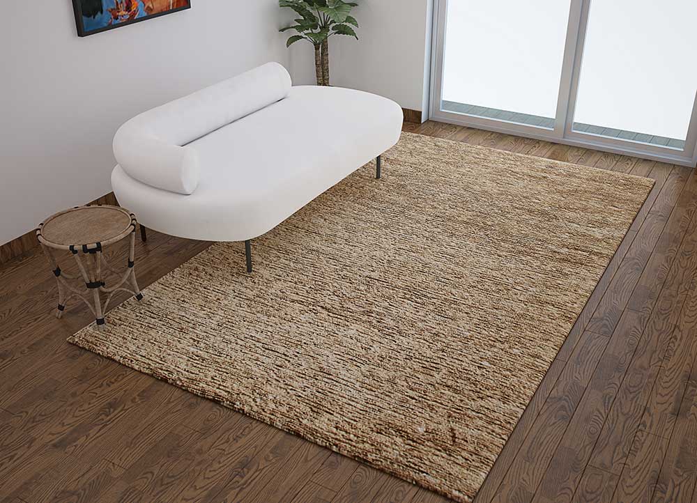 hula beige and brown jute and hemp Hand Knotted Rug - Loom