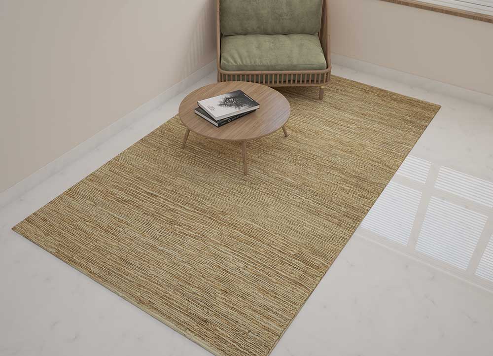 hula beige and brown jute and hemp Hand Knotted Rug - Loom